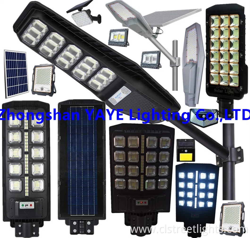 China Solar Manufacturer 2000/1000/800/600/500W/400/300/200/100W LED Sensor IP66 Street Outdoor All in One Camera ABS COB Wall Flood Garden Road Battery Light